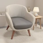 Modern Grey Upholstered Accent Armchair Leather Lounge Chair with Solid Wood Legs for Living Room Bedroom Office Furniture